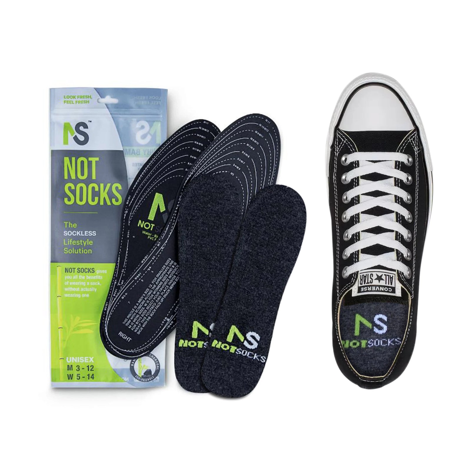 Summer Socks NotSocks next to Converse