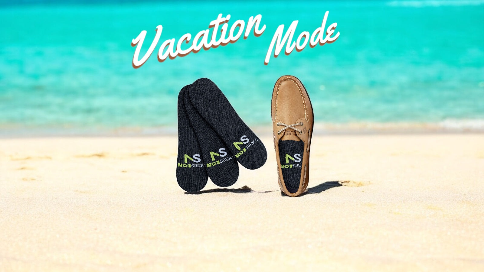 Vacation Socks with NotSocks on the beach.