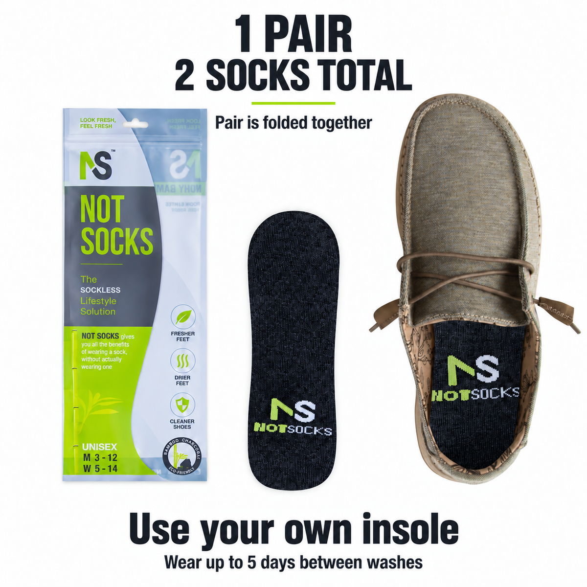 NotSocks™ Insole Socks — Starter 1-Pack (Insoles Not Included)