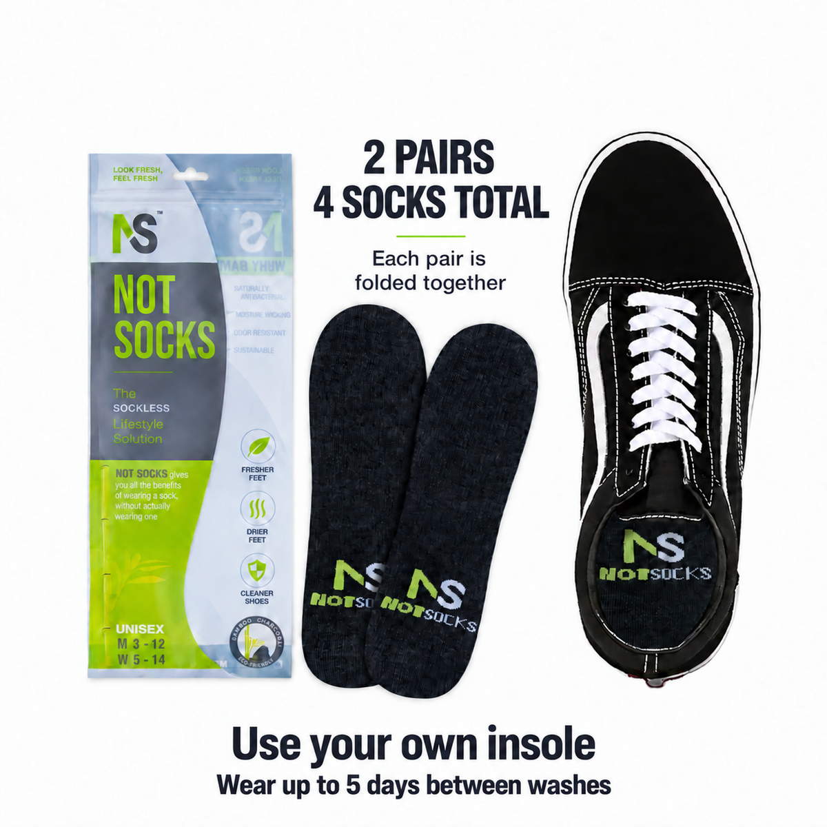 NotSocks™ Insole Socks — Starter 2-Pack (Insoles Not Included)