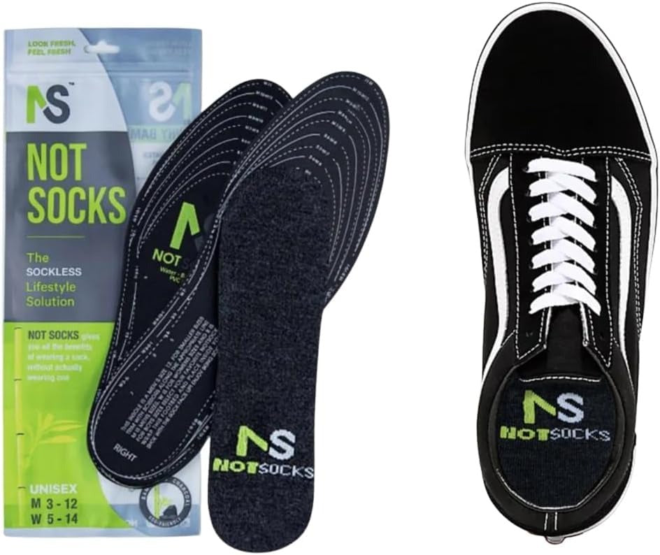 NotSocks no show insole socks black unisex shoe liner with EVA foam insole for comfortable sockless shoes