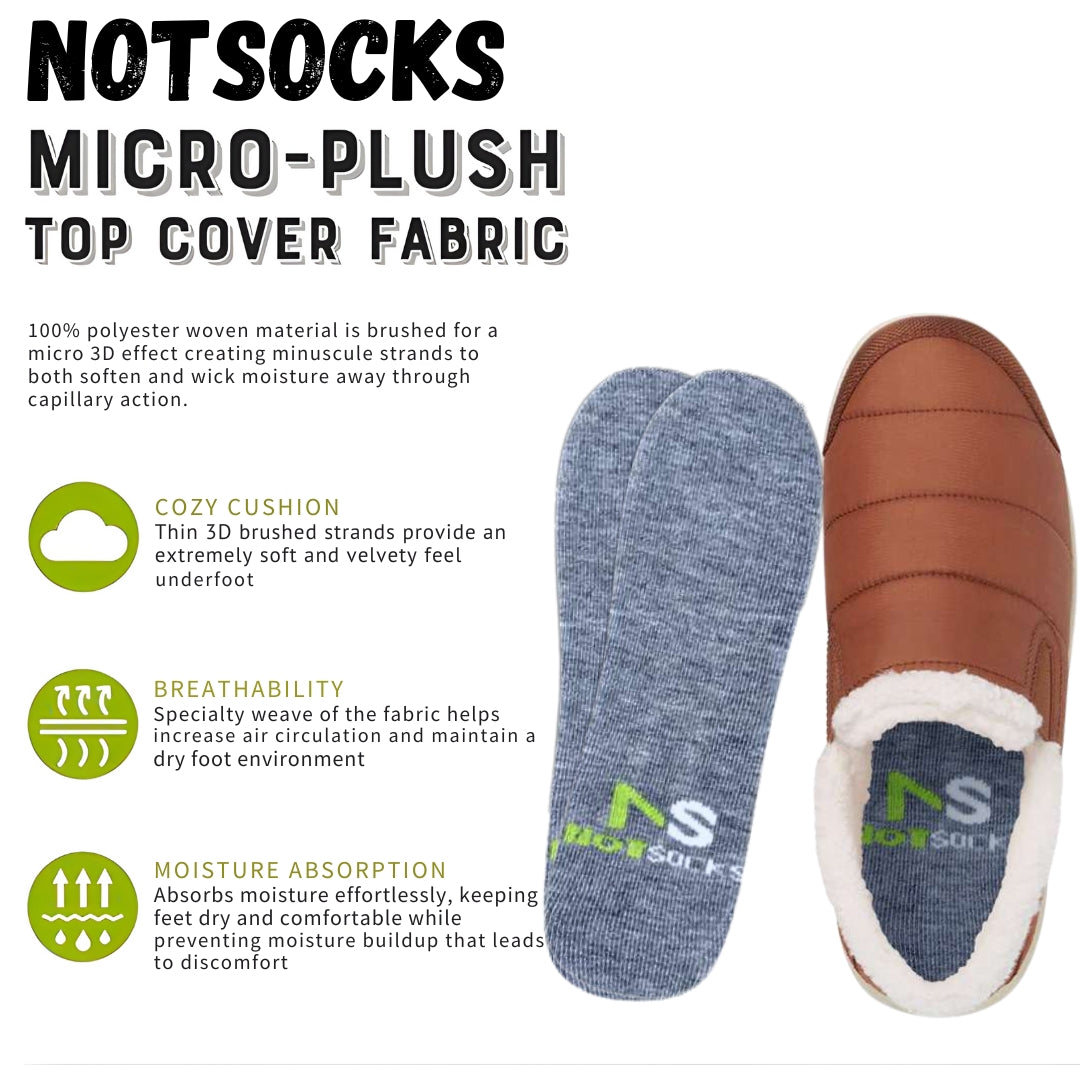 Micro plush insole socks showing soft top cover fabric with moisture absorption and breathable comfort inside shoes